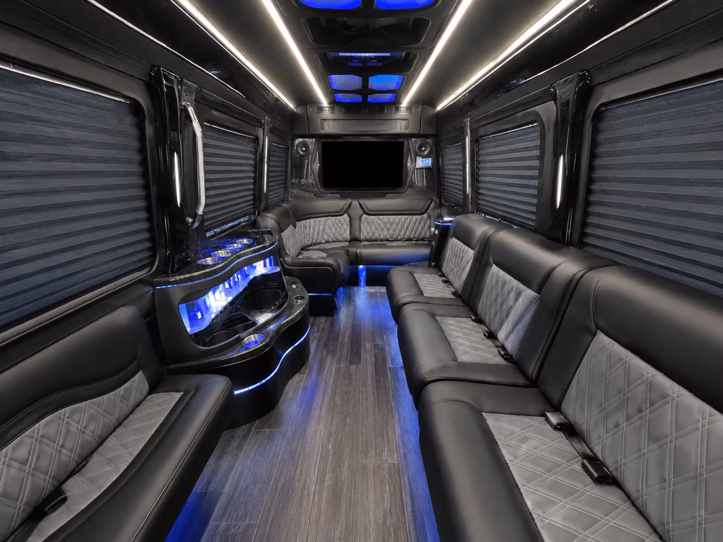 meriden 20 passenger party bus interior