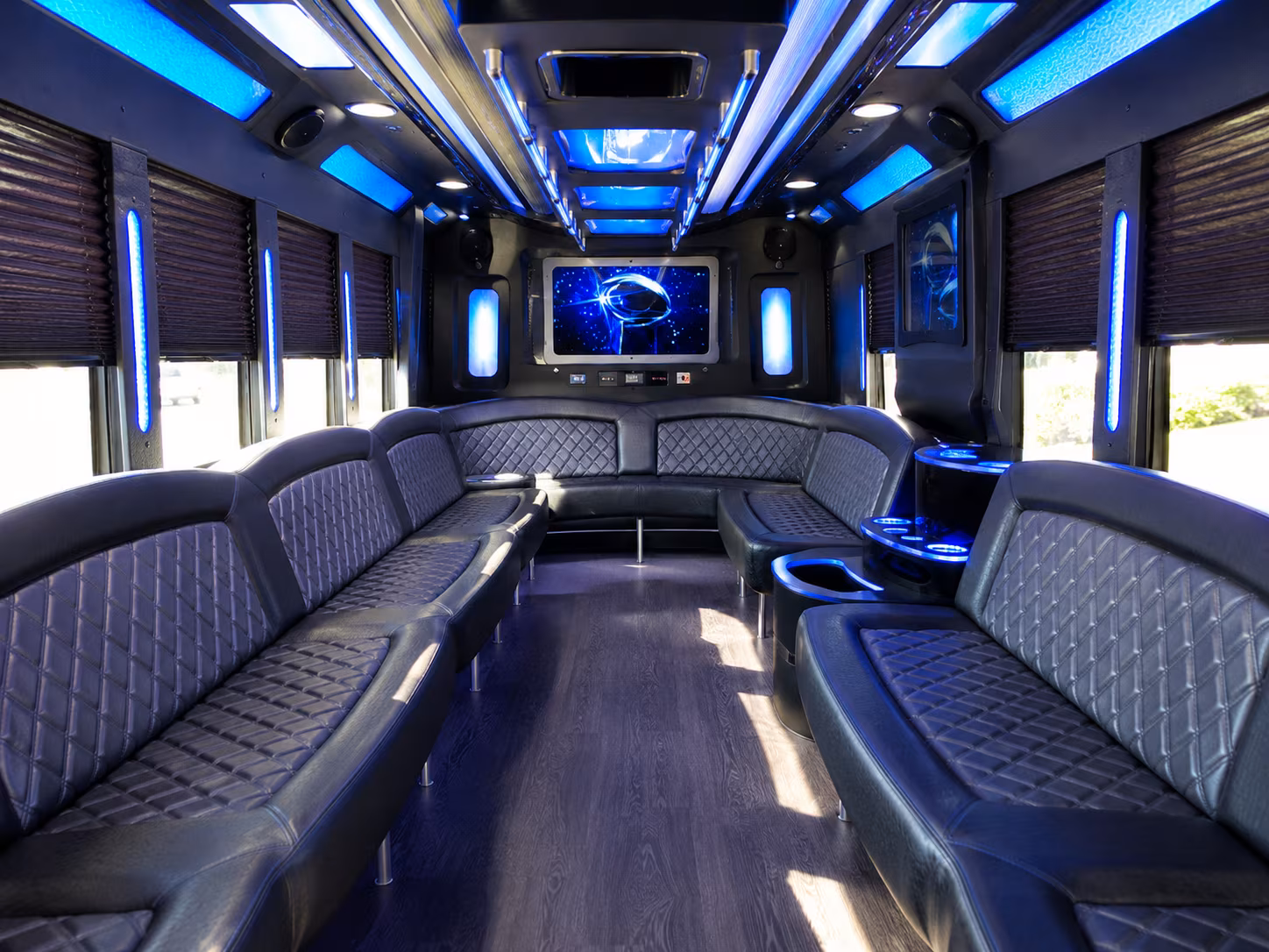 meriden 28 passenger party bus inside