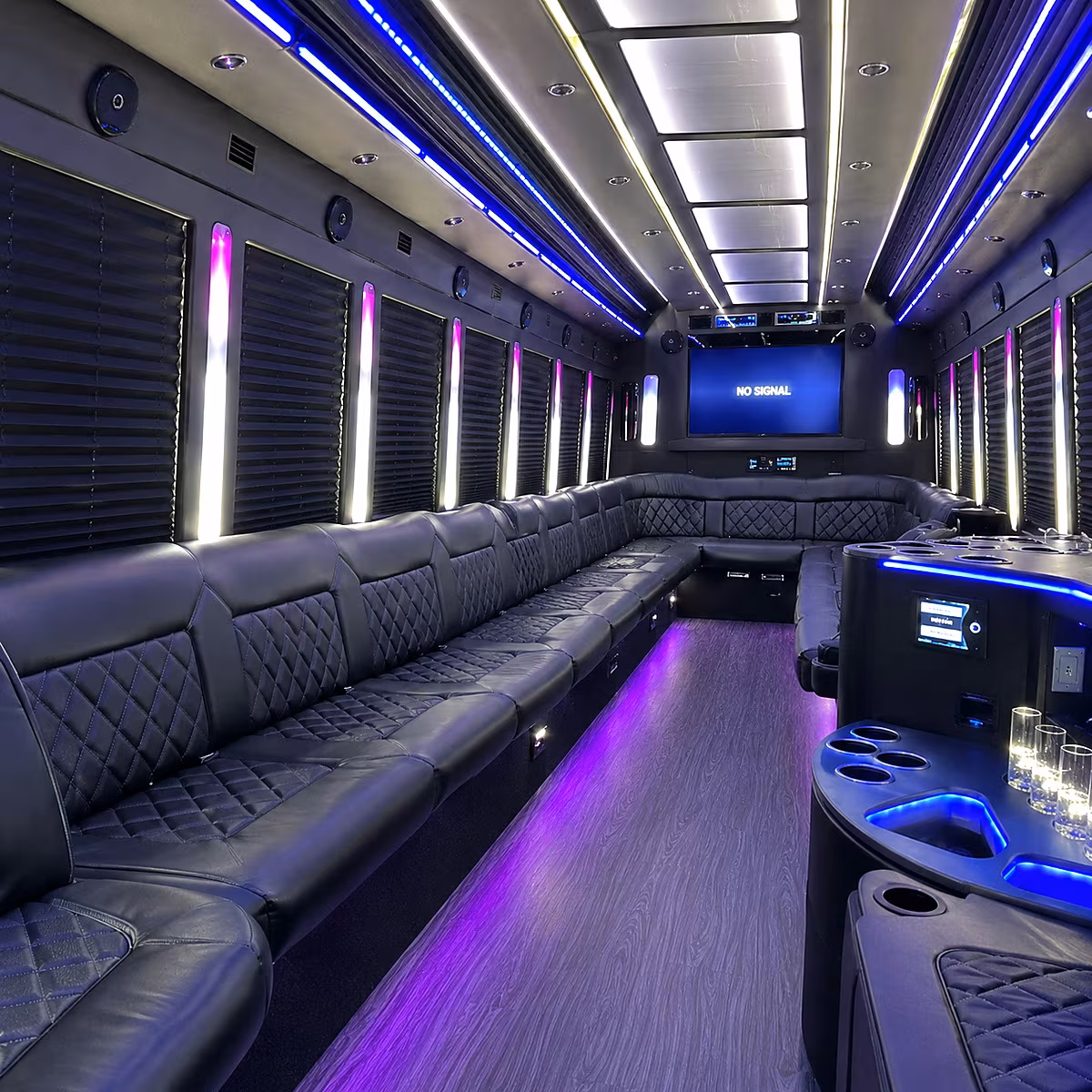 meriden 30 passenger party bus inside