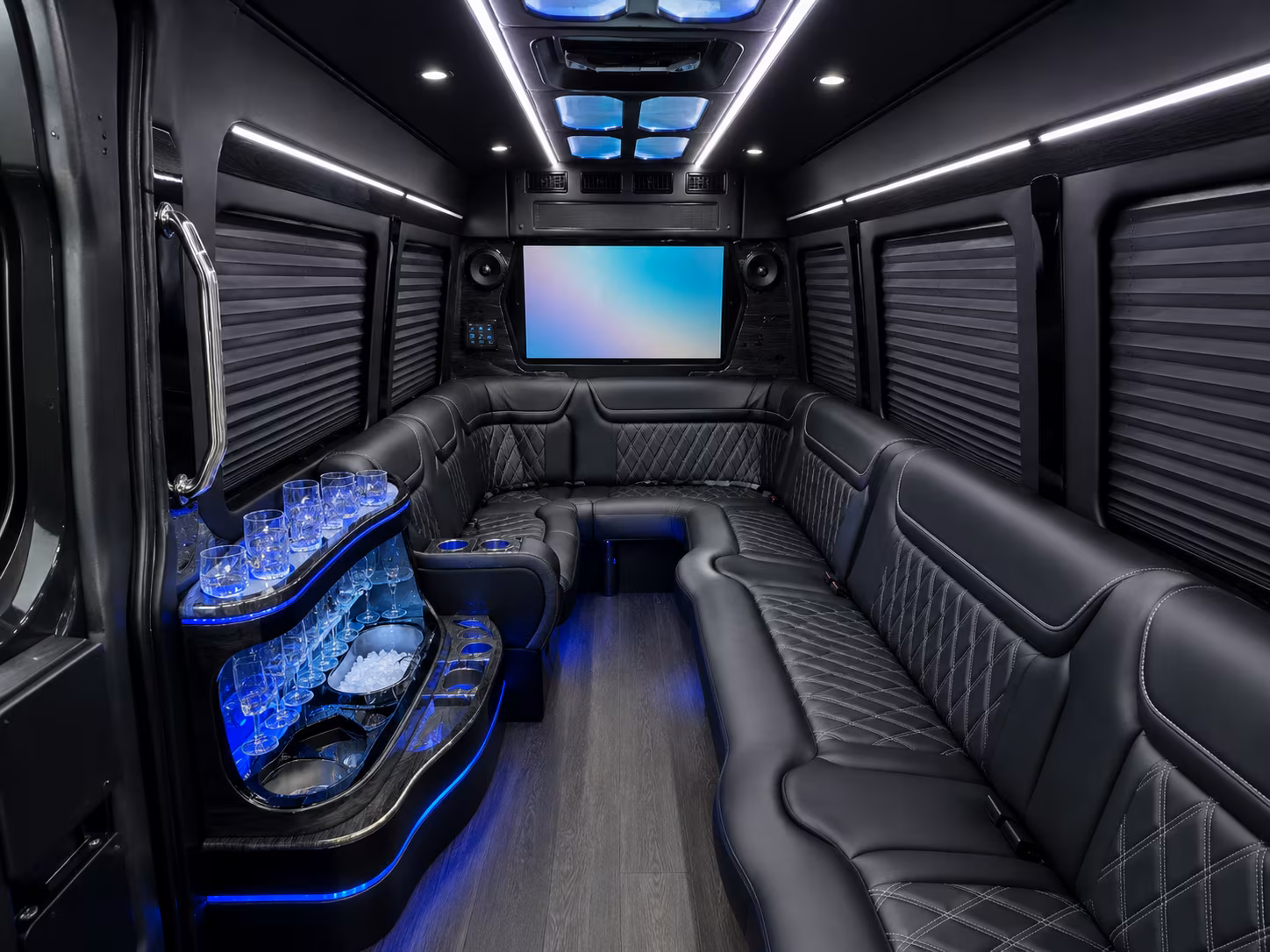 meriden 40 passenger party bus inside